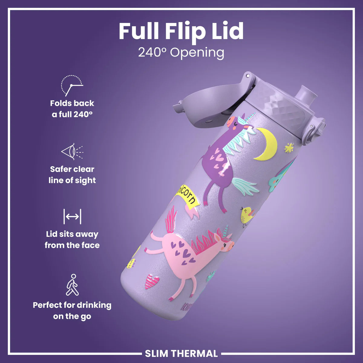 Thermosflasche Ion8 500ml Einhorn Lavendel