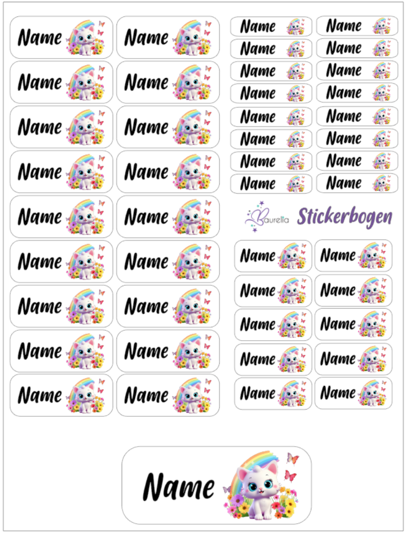 Baurelia Stickerset mit Name Katze 12