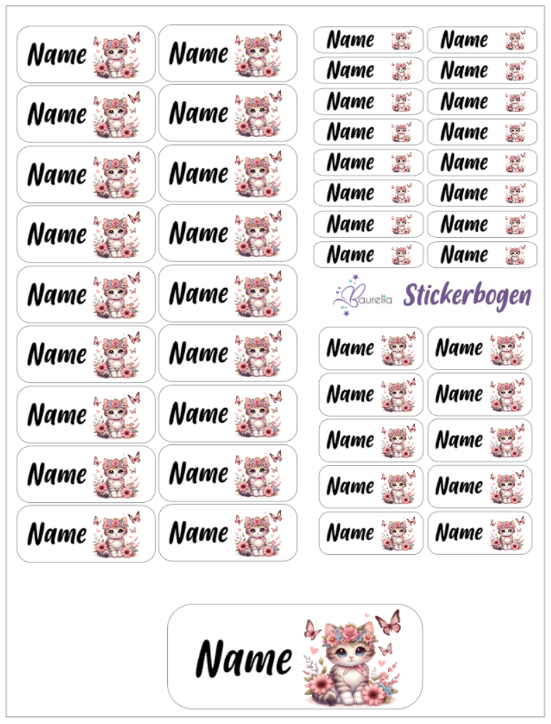 Baurelia Stickerset mit Name Katze 8