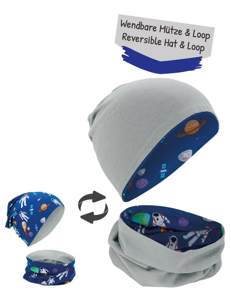 Kinder Übergangs Mütze & Schal Astronaut