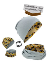 Kinder Übergangs Mütze & Loop Schal Baufahrzeuge