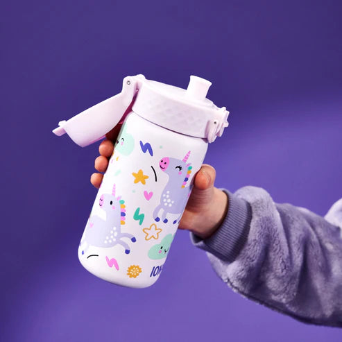 Kinder Edelstahl Trinkflasche Ion8 400ml Einhorn