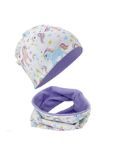 Kinder Winter Mütze & Loop Schal Einhorn