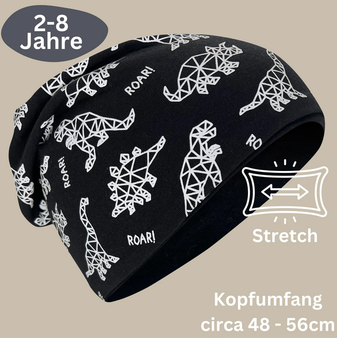Kinder Übergangs Mütze & Loop Schal Reflektierend Dino