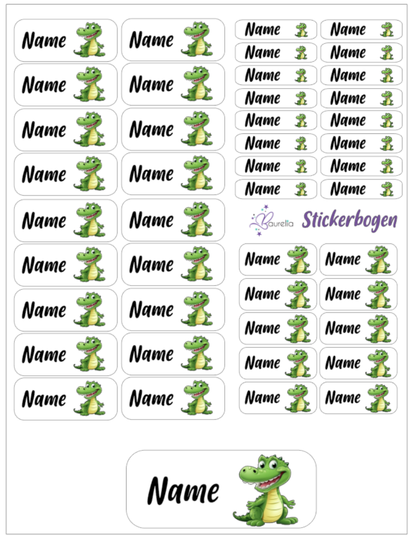 Baurelia Stickerset mit Name Krokodil 2