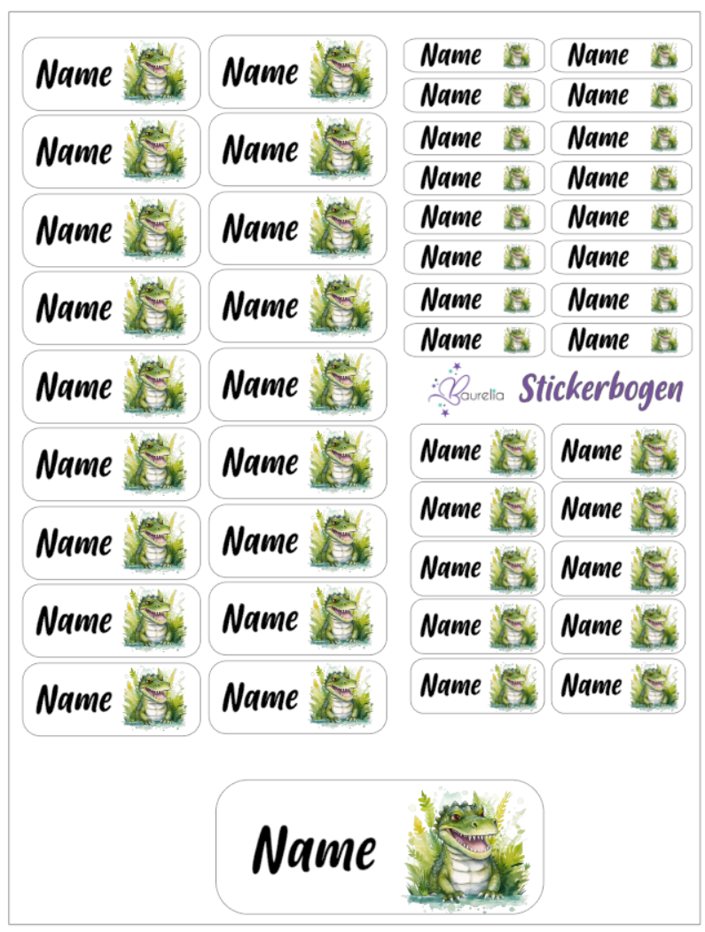 Baurelia Stickerset mit Name Krokodil 3