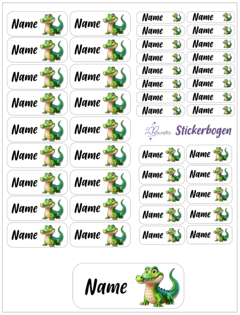 Baurelia Stickerset mit Name Krokodil 5
