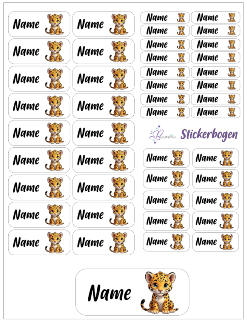 Baurelia Stickerset mit Name Leopard 1
