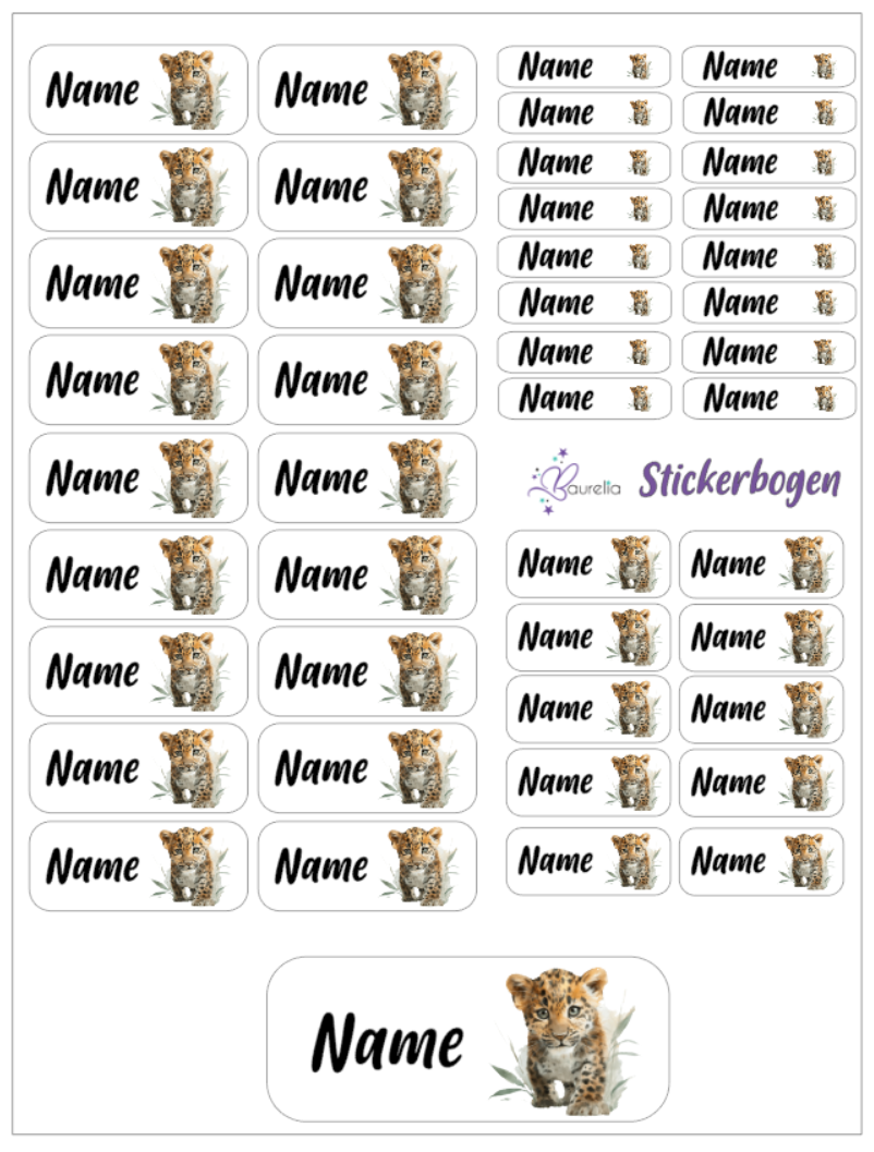 Baurelia Stickerset mit Name Leopard 3