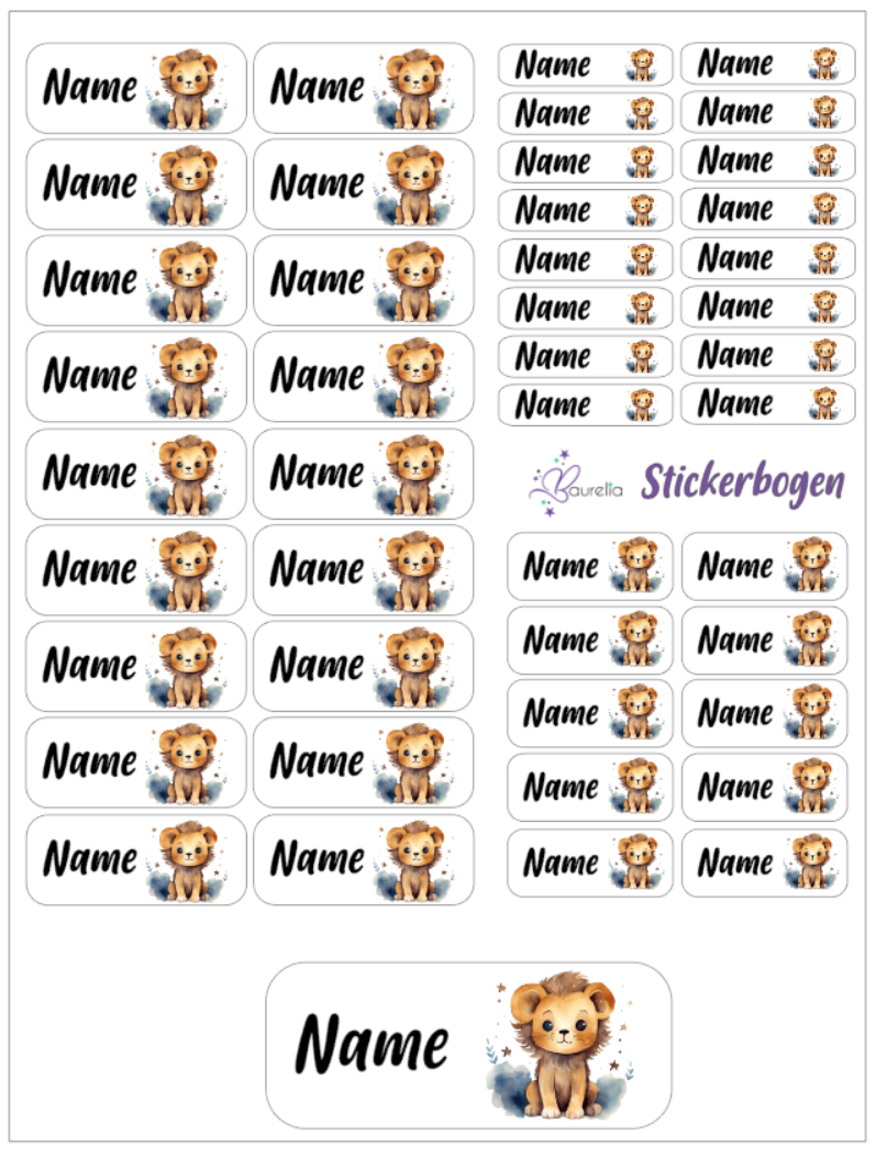 Baurelia Stickerset mit Name Löwe 12