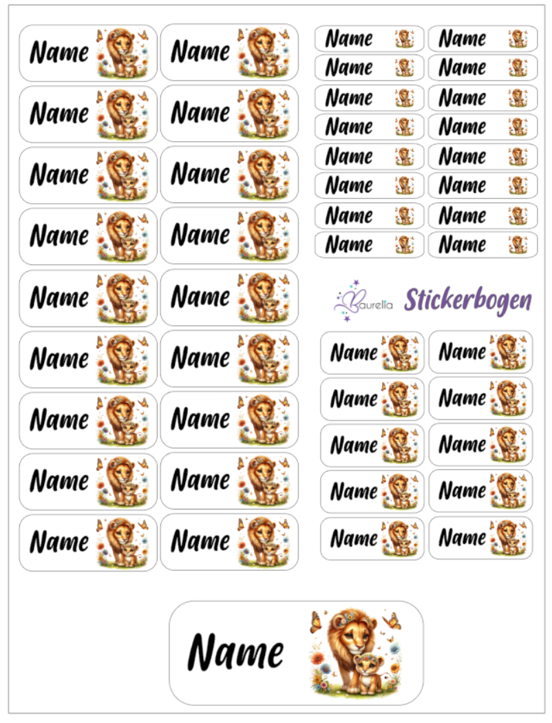 Baurelia Stickerset mit Name Löwe 13