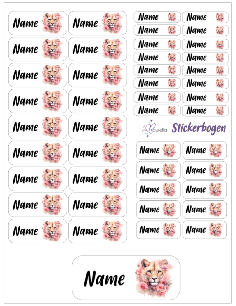 Baurelia Stickerset mit Name Löwe 5