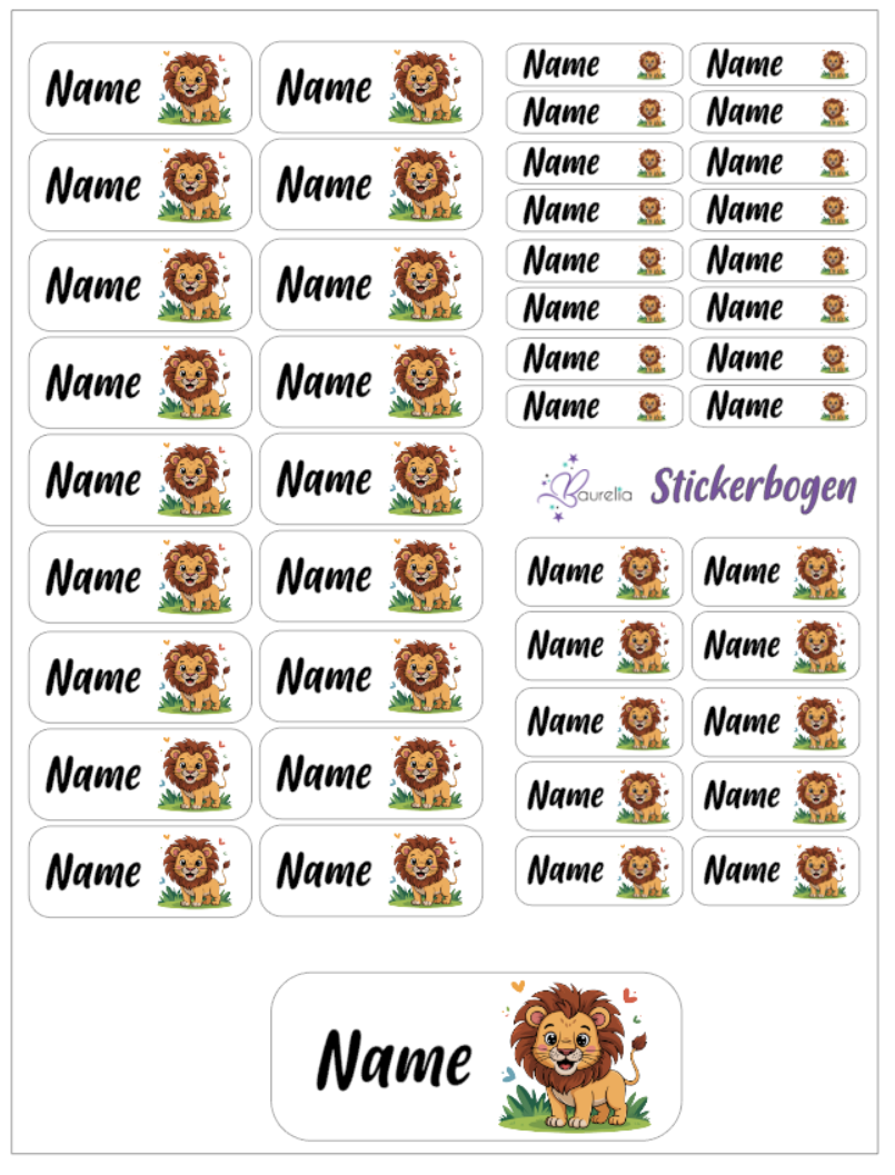 Baurelia Stickerset mit Name Löwe 7