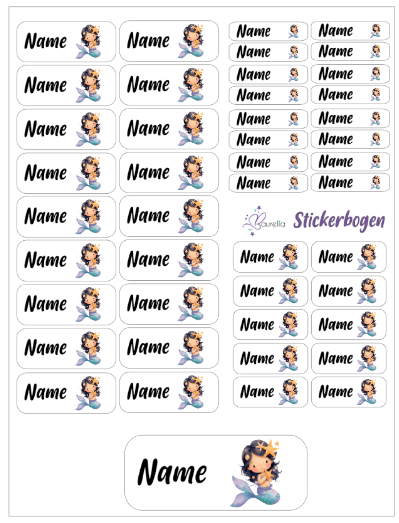 Baurelia Stickerset mit Name Meerjungfrau 8