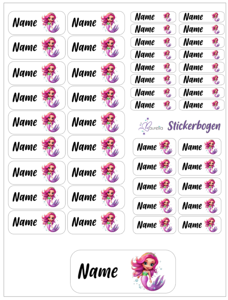Baurelia Stickerset mit Name Meerjungfrau 9