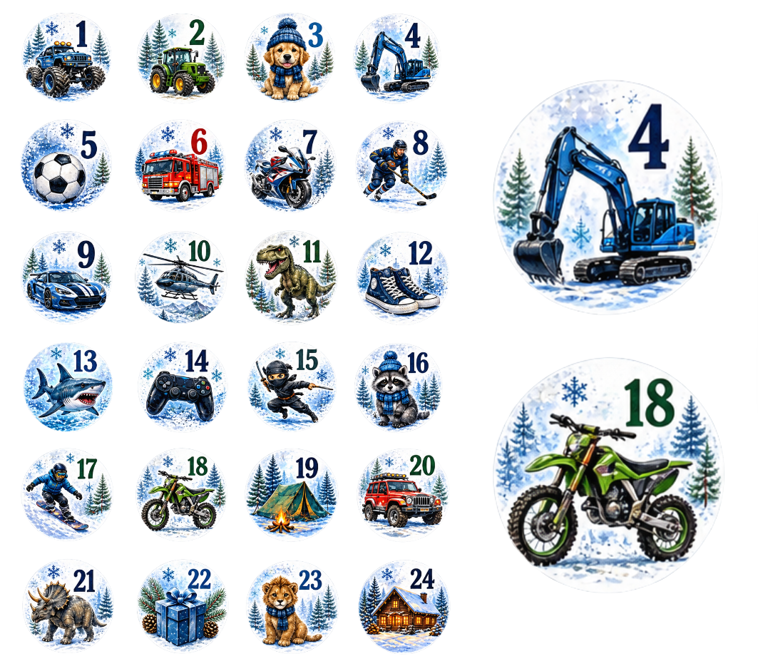 Adventskalender Zahlensticker Mix 13