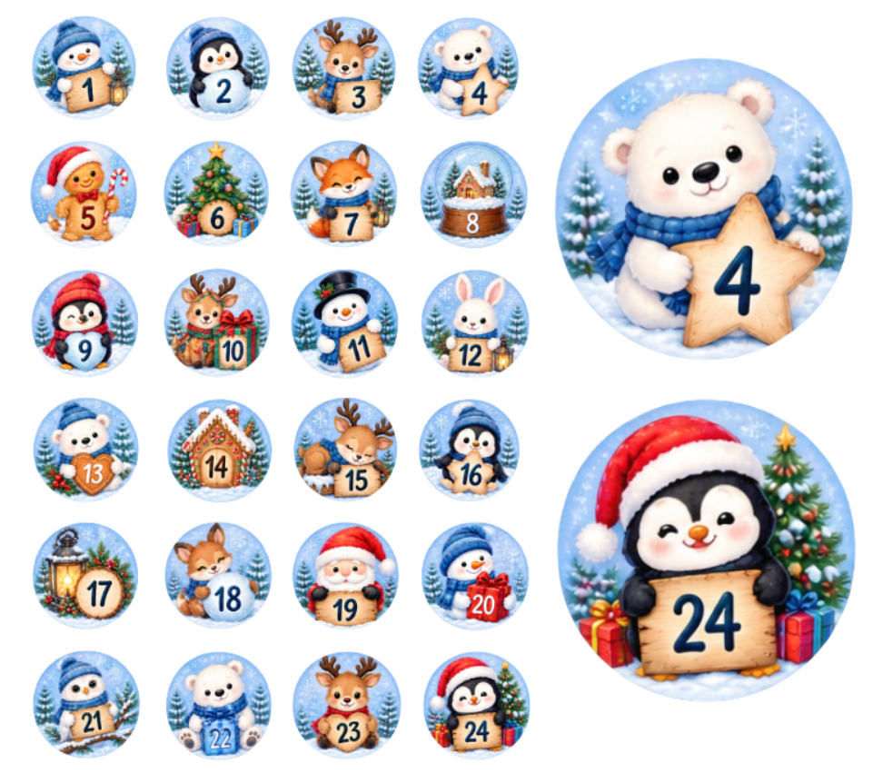 Adventskalender Zahlensticker Mix 4