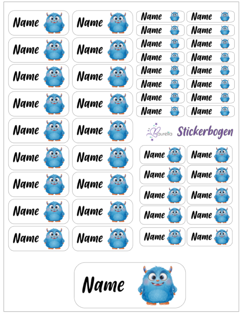 Baurelia Stickerset mit Name Monster 5