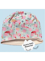 Kinder Übergangs Mütze & Loop Schal Reflektierend Flamingo