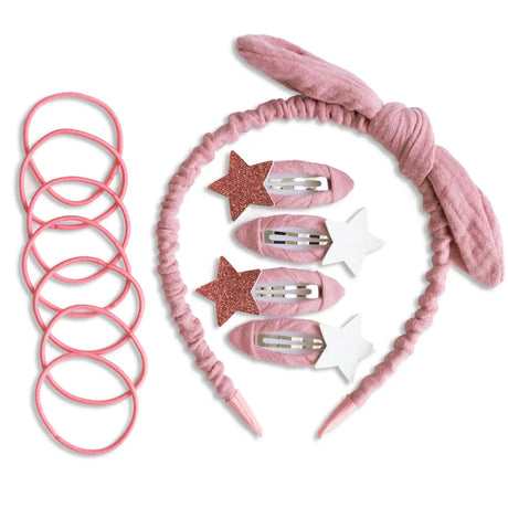 Musselin Haar-Accessoires Set Altrosa