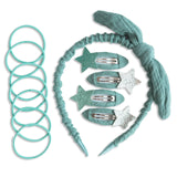 Musselin Haar-Accessoires Set Petrol
