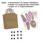Osternest Papiertaschen Osterhasen Pink / Lila / Orange