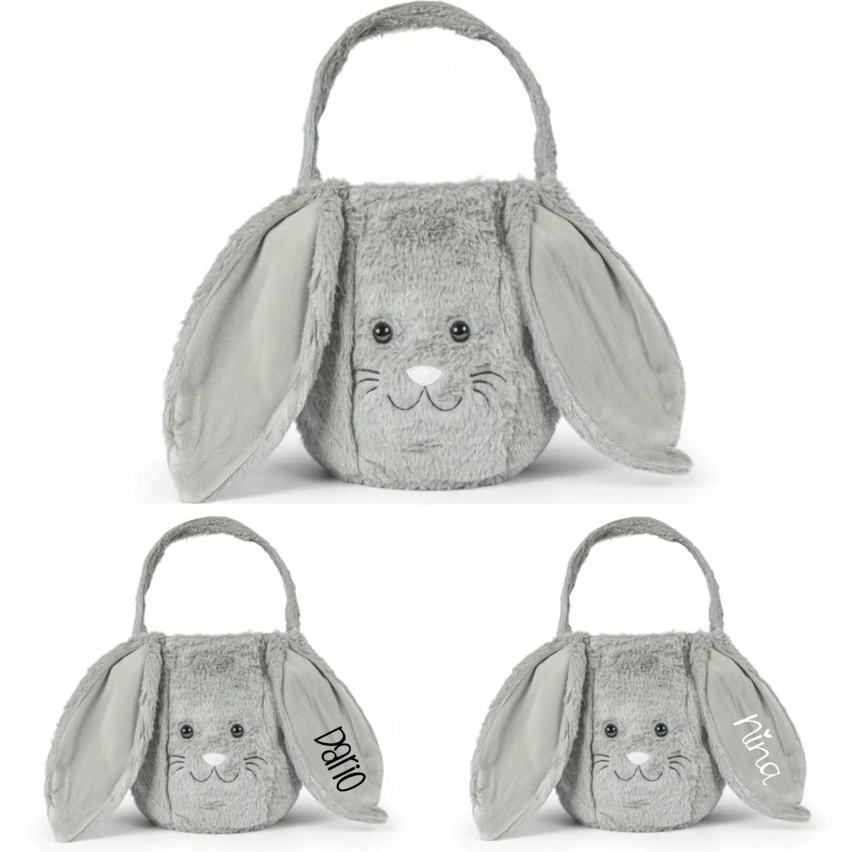 Osternest und Osterkorb Tasche Kuschelhase Grau
