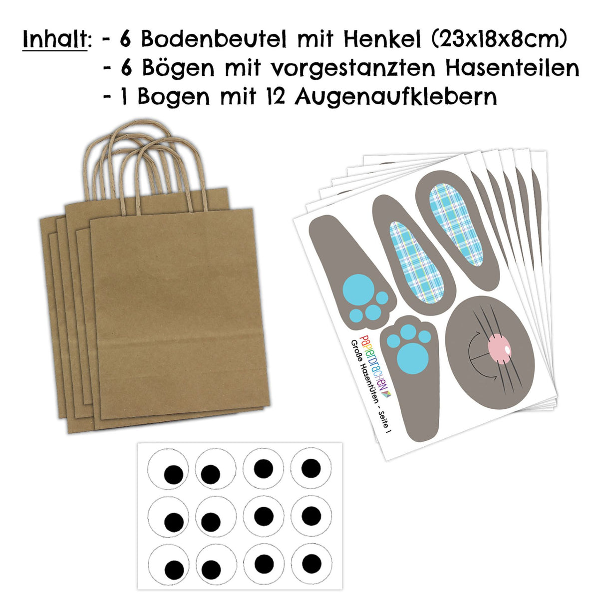 Osternest Papiertaschen Osterhasen Bunt Gestreift