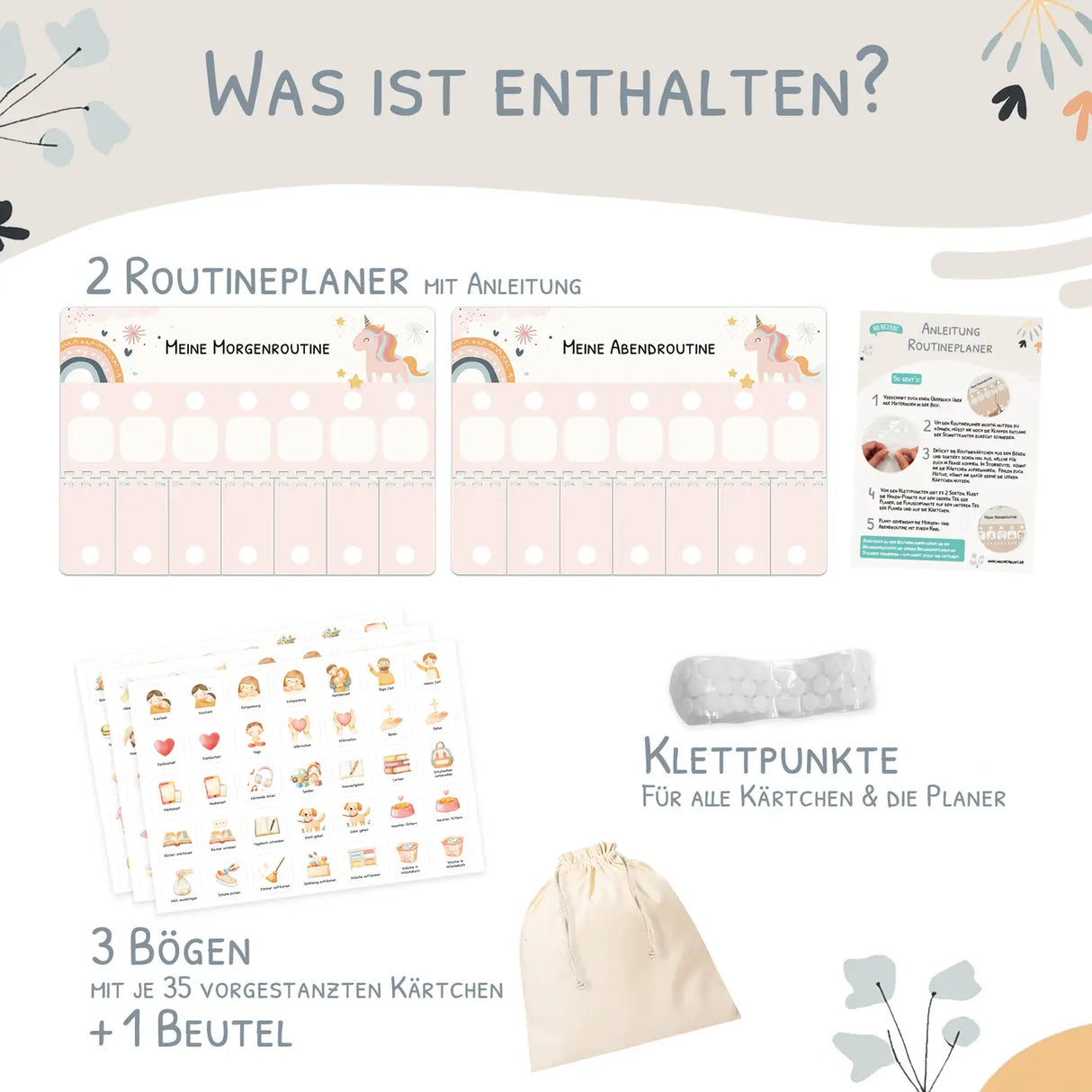 Routineplaner (Morgen & Abend) - Motiv Einhorn