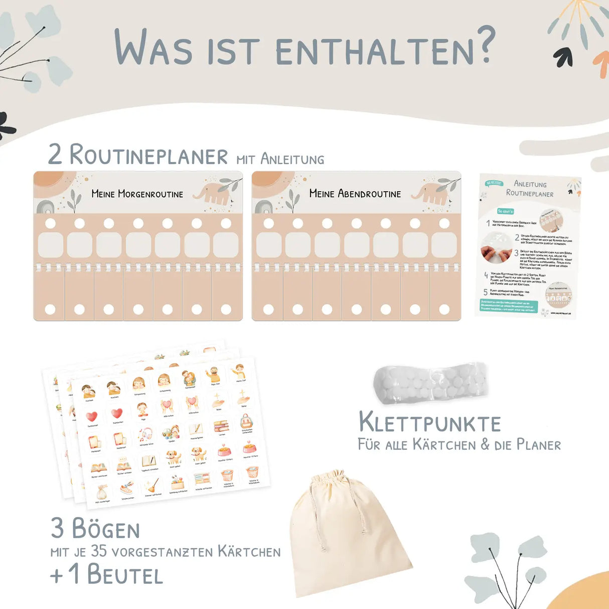 Routineplaner (Morgen & Abend) - Motiv Elefant