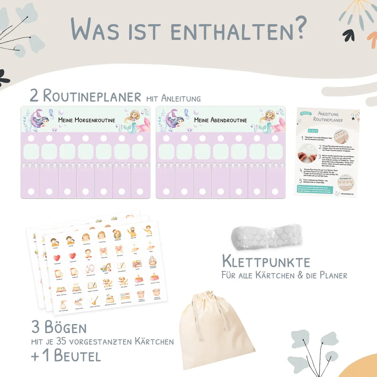 Routineplaner (Morgen & Abend) - Motiv Meerjungfrau