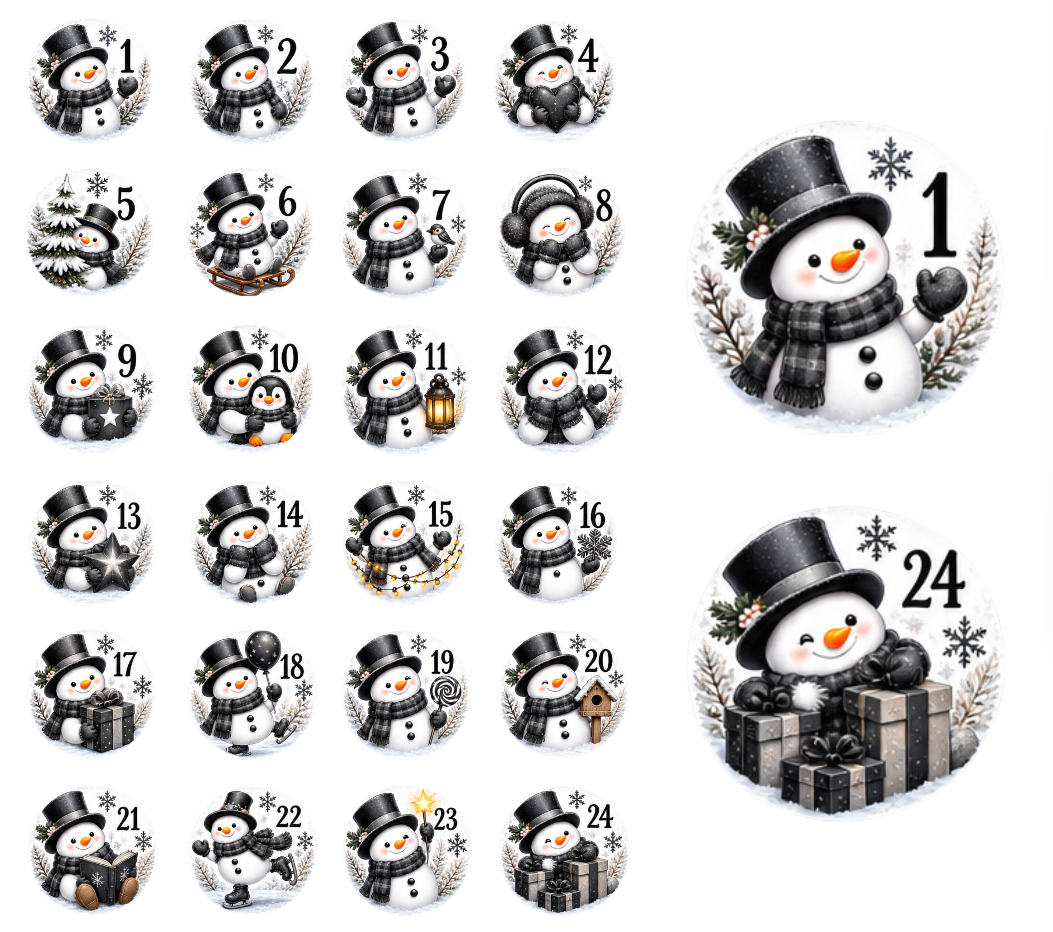 Adventskalender Zahlensticker Schneemann 2