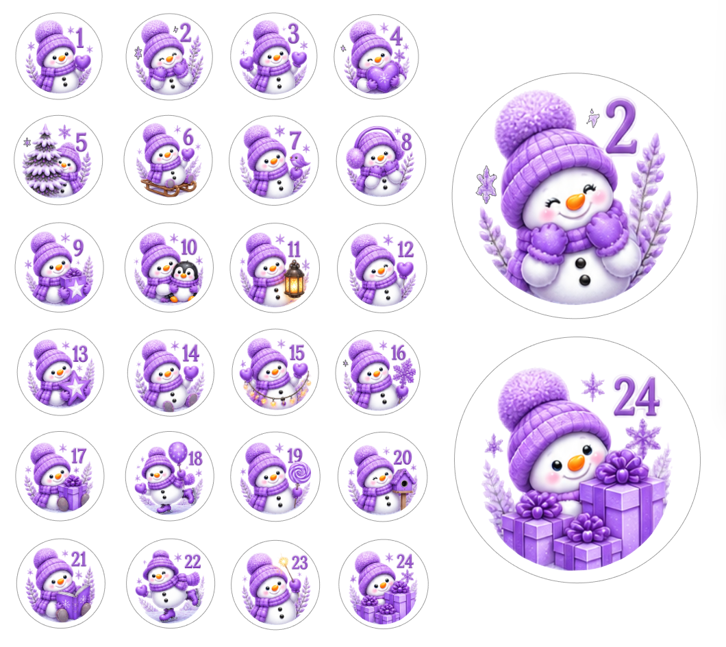 Adventskalender Zahlensticker Schneemann 5