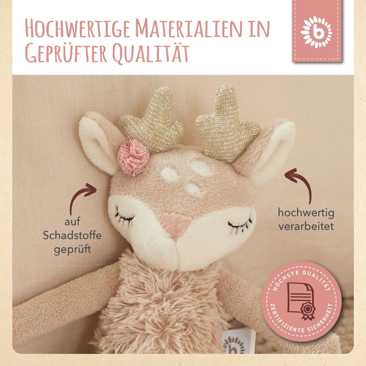 Kuscheltier Hirsch mit Rassel