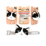 Adress- & Gepäckanhänger Plüsch Katze Schwarz Weiss