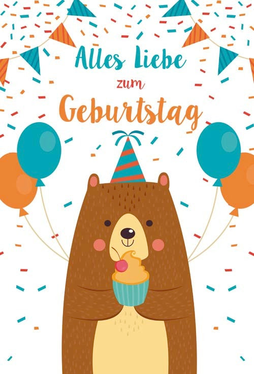 Geburtstagskarte Bär mit Partyhut