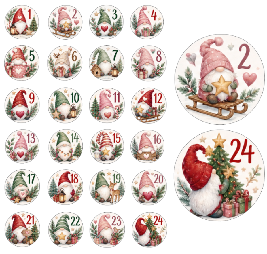 Adventskalender Zahlensticker Wichtel 1