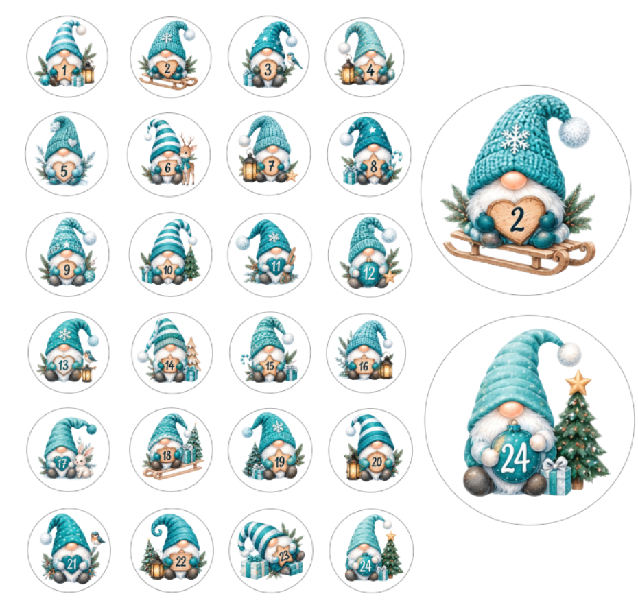 Adventskalender Zahlensticker Wichtel 4