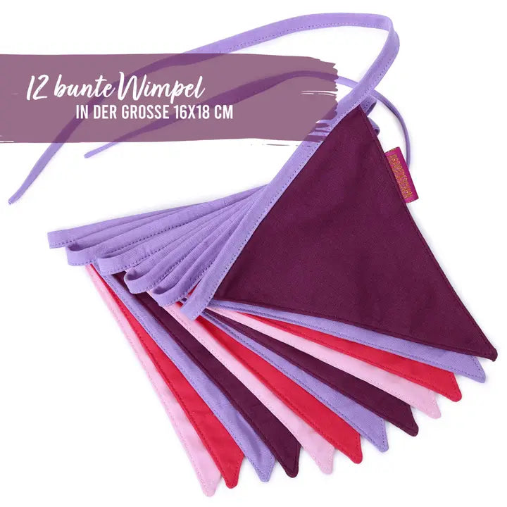 Stoff Wimpelkette Lila Pink