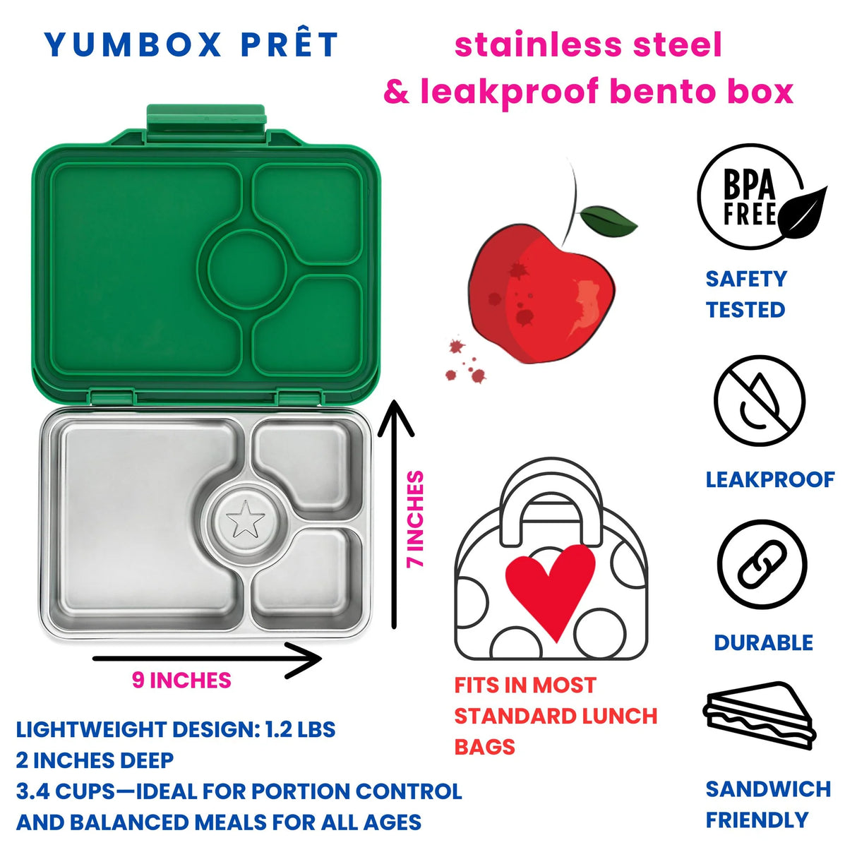 Znünibox Edelstahl Yumbox Prêt Grün