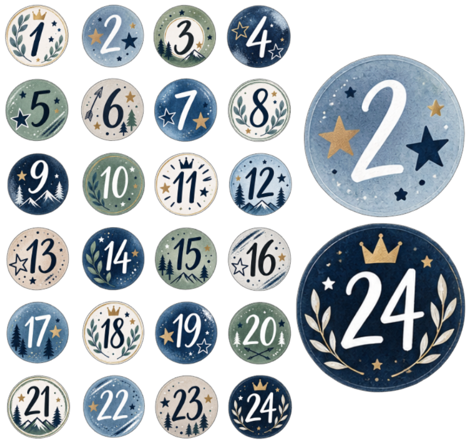 Adventskalender Zahlensticker 7