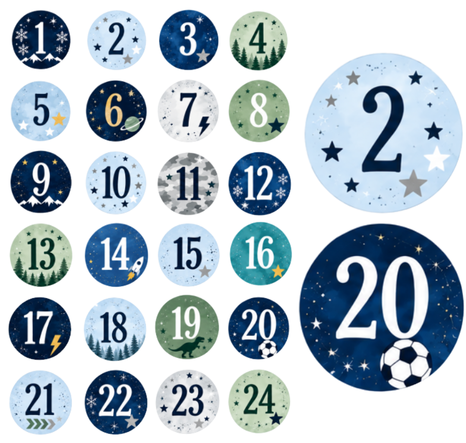 Adventskalender Zahlensticker 21