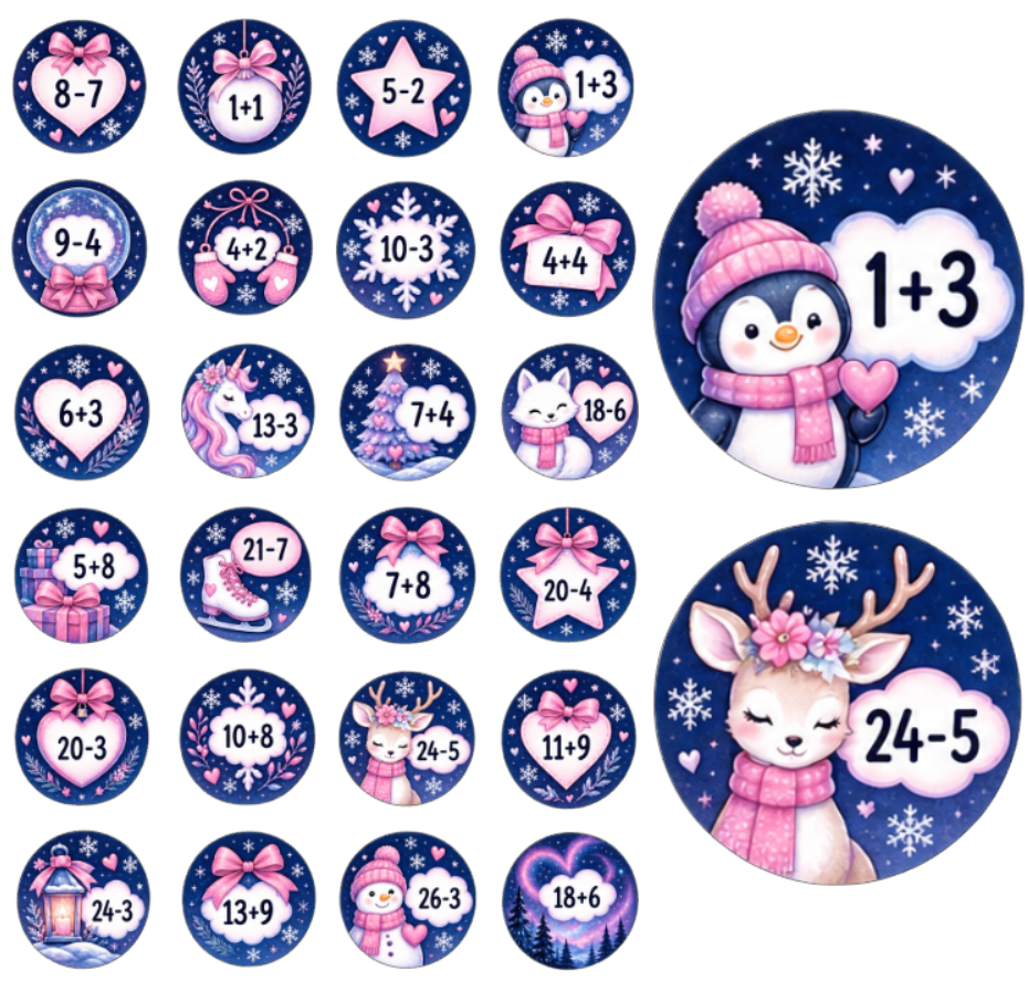 Adventskalender Zahlensticker Rechnungsaufgabe 3