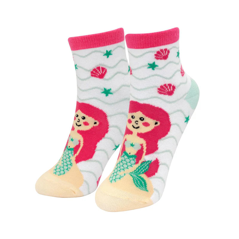 Zaubersocken Gross Meerjungfrau Weiss Pink