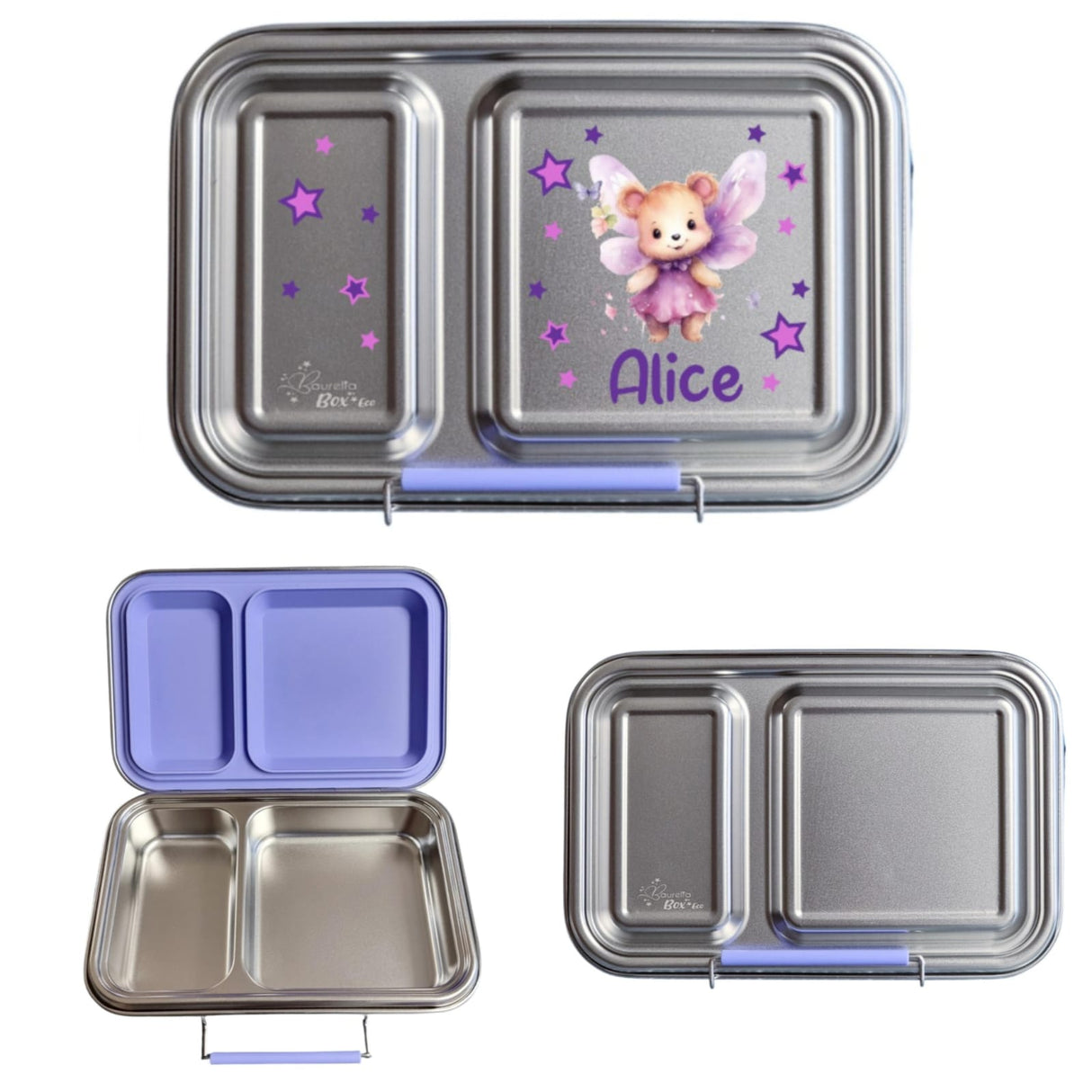 Edelstahl Znünibox Baurelia Box Eco mit 2 Unterteilungen Violett