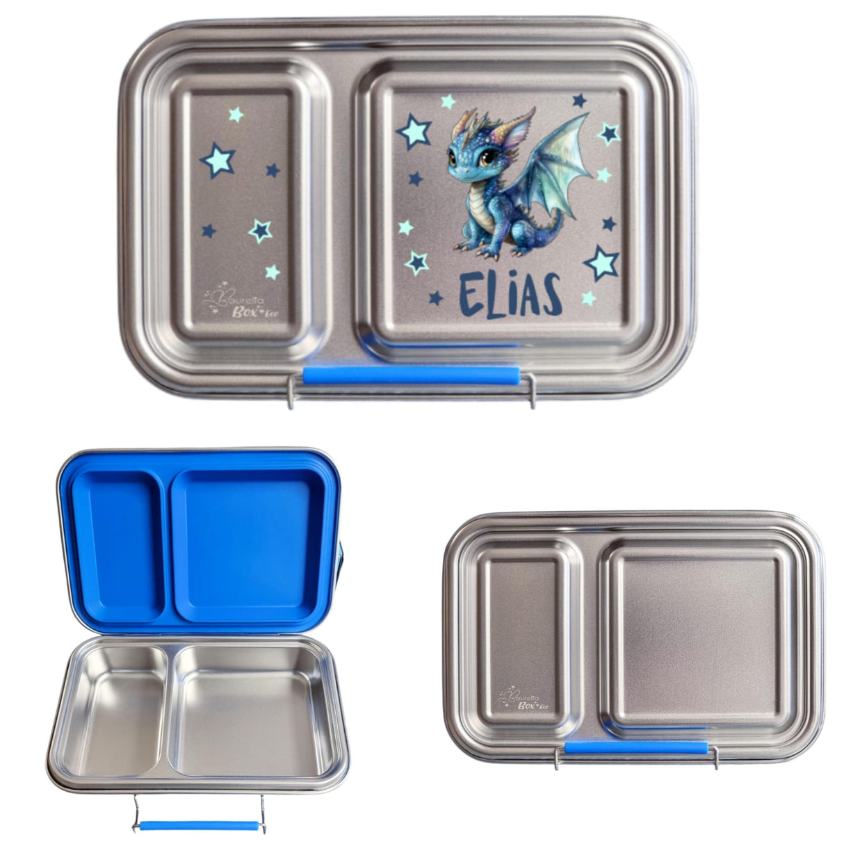 Edelstahl Znünibox Baurelia Box Eco mit 2 Unterteilungen Blau