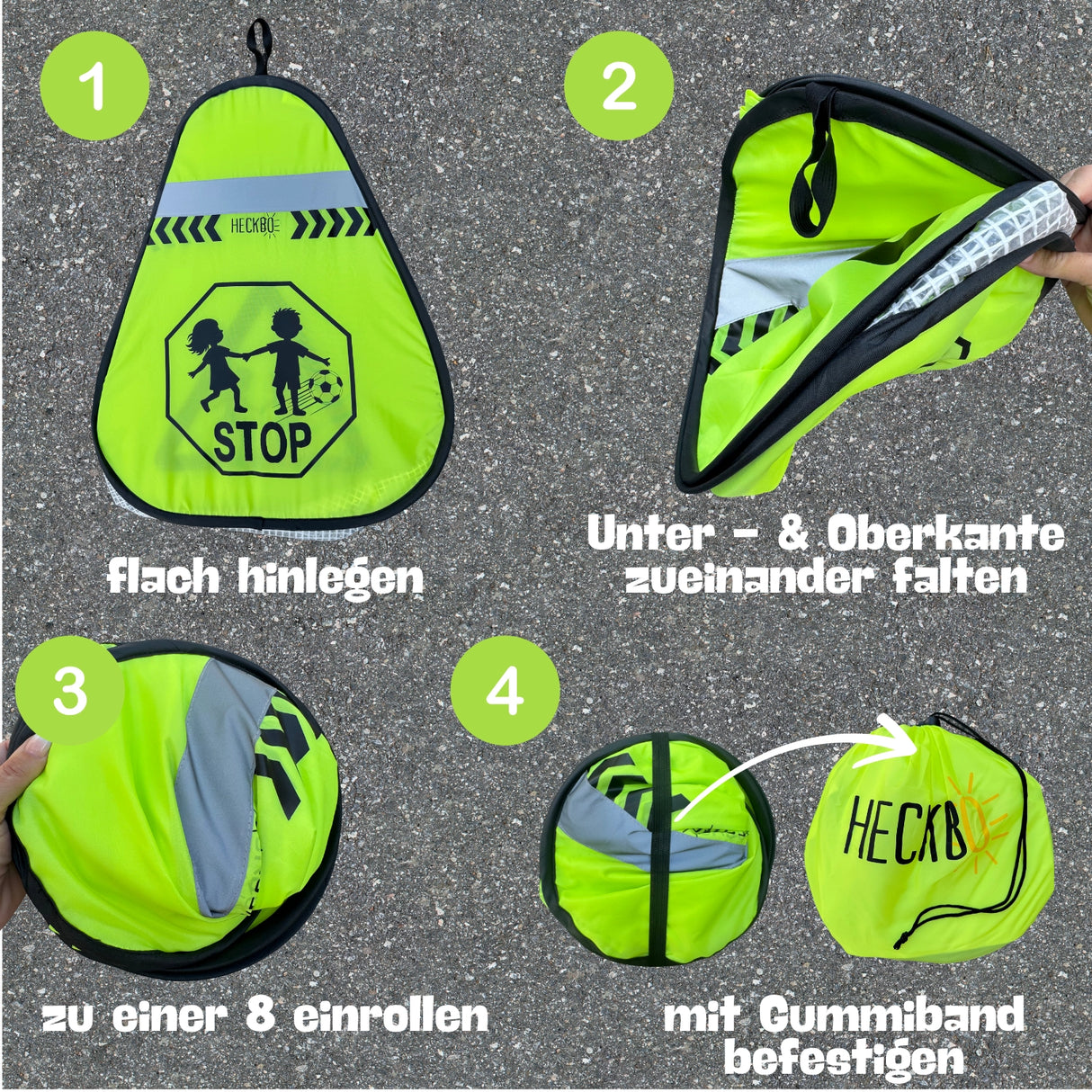2 Straßenwarnschild mit Wimpelkette - Achtung spielende Kinder