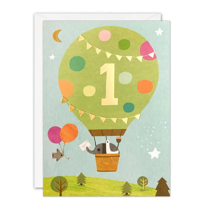 Geburtstagskarte Ballon 1 Goldfolierung