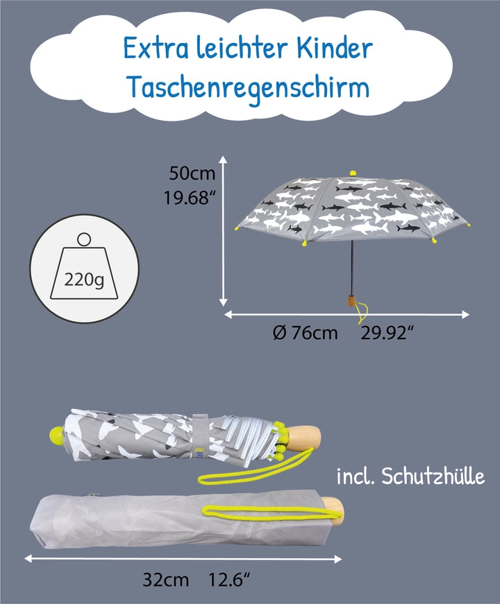 Kinder Regenschirm mit Farbwechsel Haifisch