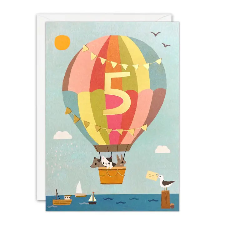Geburtstagskarte Ballon 5 Goldfolierung